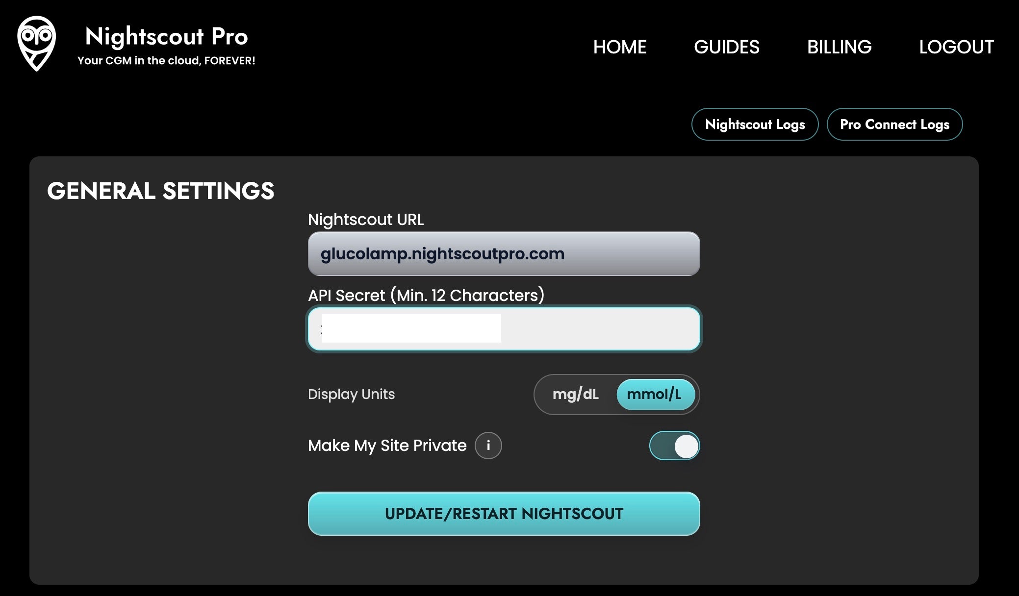 Piattaforma di hosting: variabili d'ambiente che mostrano API_SECRET